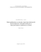 prikaz prve stranice dokumenta Web-aplikacija za obradu mjerenja dobivenih brzinomjerom i akcelerometrom u laboratorijskim vježbama iz fizike.