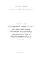 prikaz prve stranice dokumenta Automatizacija modela linije za sortiranje upotrebom programirljivog logičkog kontrolera S7-1500 u programskom jeziku LAD