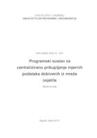 prikaz prve stranice dokumenta Programski sustav za centralizirano prikupljanje mjernih podataka dobivenih iz mreža osjetila