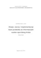 prikaz prve stranice dokumenta Dizajn, razvoj i implementacija baze podataka za informacijski sustav sportskog kluba