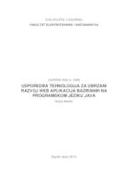 prikaz prve stranice dokumenta Usporedba tehnologija za ubrzani razvoj web aplikacija baziranih na programskom jeziku java