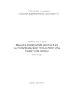 prikaz prve stranice dokumenta Analiza sigurnosti sustava za autoriziranu kontrolu pristupa pametnom uredu