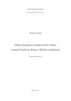 prikaz prve stranice dokumenta Odnos popularne književnosti i filma: romani Stephena Kinga i filmske adaptacije