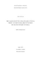 prikaz prve stranice dokumenta METAKOGNITIVNE STRATEGIJE UČENJA MEĐU STUDENTIMA DRUŠTVENIH I HUMANISTIČKIH STUDIJA