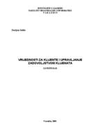 prikaz prve stranice dokumenta Vrijednosti za klijente i upravljanje zadovoljstvom klijenata