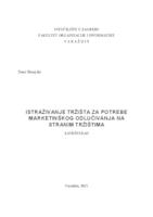 prikaz prve stranice dokumenta Istraživanje tržišta za potrebe marketinškog odlučivanja na stranim tržištima