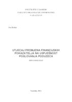 prikaz prve stranice dokumenta Utjecaj promjena financijskih pokazatelja na uspješnost poslovanja poduzeća