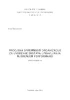 prikaz prve stranice dokumenta Procjena spremnosti organizacije za uvođenje sustava upravljanja mjerenjem performansi