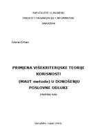 prikaz prve stranice dokumenta Primjena višekriterijske teorije korisnosti (MAUT metode) u donošenju poslovne odluke