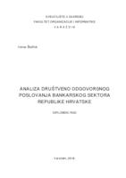 prikaz prve stranice dokumenta Analiza društveno odgovornog poslovanja bankarskog sektora Republike Hrvatske