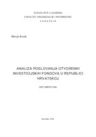 prikaz prve stranice dokumenta Analiza poslovanja otvorenih investicijskih fondova u Republici Hrvatskoj