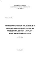 prikaz prve stranice dokumenta Primjena metoda za odlučivanje u uvjetima nesigurnosti i rizika na problemima jedinica lokalnih i regionalnih samouprava