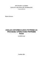 prikaz prve stranice dokumenta Analiza informacijskih potreba za provedbu operativne pripreme rada