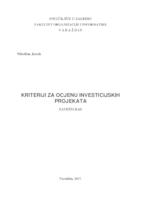 prikaz prve stranice dokumenta Kriteriji za ocjenu investicijskih projekata