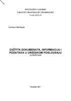 prikaz prve stranice dokumenta Zaštita dokumenata, informacija i podataka u uredskom poslovanju