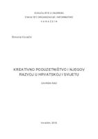 prikaz prve stranice dokumenta Kreativno poduzetništvo i njegov razvoj u Hrvatskoj i svijetu