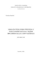 prikaz prve stranice dokumenta Analiza poslovnih procesa u poslovnom sustavu i njena implementacija u ERP rješenju