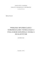 prikaz prve stranice dokumenta Primjena informacijske i komunikacijske tehnologije u poslovnom okruženju osoba s invaliditetom