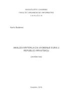 prikaz prve stranice dokumenta Analiza kriterija za uvođenje eura u Hrvatskoj