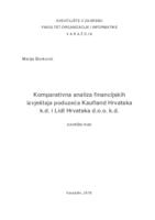 prikaz prve stranice dokumenta Komparativna analiza financijskih izvještaja poduzeća Kaufland Hrvatska k.d. i Lidl Hrvatska d.o.o.k.d.