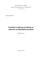 prikaz prve stranice dokumenta Posljedice neetičnog ponašanja na internetu na individualne korisnike