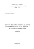 prikaz prve stranice dokumenta Metode izračuna rezerva za štete u osiguranju koje su se dogodile, ali još nisu prijavljene