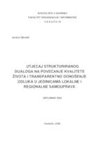 prikaz prve stranice dokumenta Utjecaj strukturiranog dijaloga na povećanje kvalitete života i transparentno donošenje odluka u jedinicama lokalne i regionalne samouprave