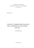 prikaz prve stranice dokumenta Razlike u primjeni metoda AHP i DEX u donošenju strateških odluka