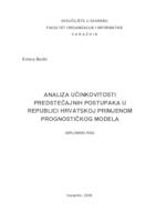prikaz prve stranice dokumenta Analiza učinkovitosti predstečajnih postupaka u Republici Hrvatskoj primjenom prognostičkog modela