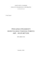 prikaz prve stranice dokumenta Procjena efikasnosti investicijskih fondova pomoću ANP-BOCR metode