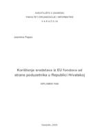 prikaz prve stranice dokumenta Korištenje sredstava iz EU fondova od strane poduzetnika u Republici Hrvatskoj