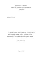 prikaz prve stranice dokumenta Evaluacija apsorpcijskog kapaciteta Republike Hrvatske u povlačenju sredstava iz fondova Europske unije
