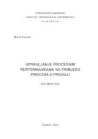 prikaz prve stranice dokumenta Upravljanje procesnim performansama na primjeru procesa u prodaji