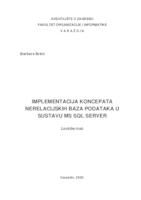 prikaz prve stranice dokumenta Implementacija koncepata nerelacijskih baza podataka u sustavu MS SQL Server