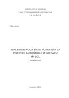 prikaz prve stranice dokumenta Implementacija baze podataka za potrebe autoškole u sustavu MySQL