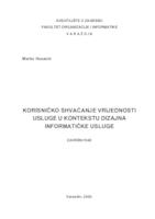 prikaz prve stranice dokumenta Korisničko shvaćanje vrijednosti usluge u kontekstu dizajna informatičke usluge