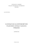 prikaz prve stranice dokumenta Q-učenje kao algoritam metode pojačanog učenja i njegova primjena