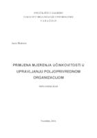 prikaz prve stranice dokumenta Primjena mjerenja učinkovitosti u upravljanju poljoprivrednom organizacijom