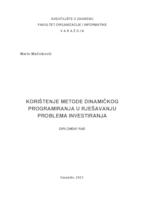 prikaz prve stranice dokumenta Korištenje metode dinamičkog programiranja u rješavanju problema investiranja