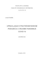 prikaz prve stranice dokumenta Upravljanje strateškim rizikom poduzeća u vrijeme pandemije COVID-19