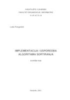 prikaz prve stranice dokumenta Implementacija i usporedba algoritama sortiranja