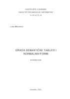 prikaz prve stranice dokumenta Izrada semantičke tablice i normalnih formi