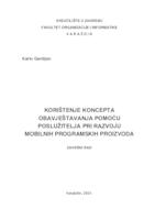 prikaz prve stranice dokumenta Korištenje koncepta obavještavanja pomoću poslužitelja (eng. Cloud Messaging) pri razvoju mobilnih programskih proizvoda