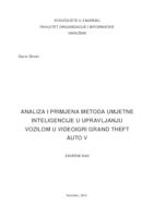 prikaz prve stranice dokumenta Analiza i primjena metoda umjetne inteligencije u upravljanju vozilom u videoigri Grand Theft Auto V