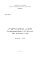 prikaz prve stranice dokumenta Primjena Transformer modela dubokog učenja na obradu prirodnog jezika