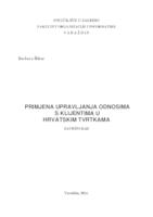 prikaz prve stranice dokumenta Primjena upravljanja odnosima s klijentima u hrvatskim tvrtkama