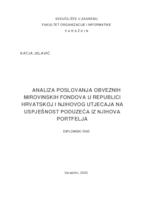 prikaz prve stranice dokumenta Analiza poslovanja obveznih mirovinskih fondova u Republici Hrvatskoj i njihovog utjecaja na uspješnost poduzeća iz njihova portfelja