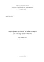 prikaz prve stranice dokumenta Utjecaj stila vodstva na motiviranje i upravljanje podređenima