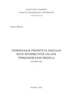 prikaz prve stranice dokumenta Određivanje prioriteta značajki nove informatičke usluge primjenom Kano modela