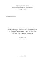 prikaz prve stranice dokumenta Analiza isplativosti uvođenja električnih teretnih vozila u logističko poslovanje